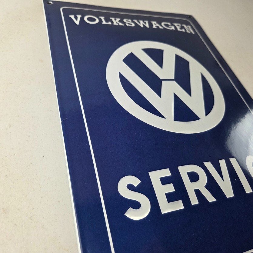 Vintage Volkswagen Sign - Service & Sales Automobile Gas Pump Porcelain Sign - Image 6
