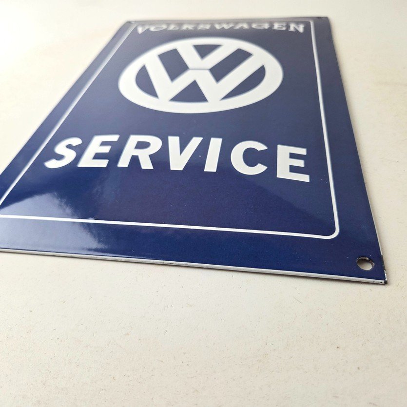 Vintage Volkswagen Sign - Service & Sales Automobile Gas Pump Porcelain Sign - Image 10