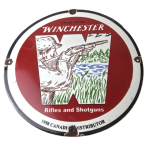 Vintage Winchester Porcelain Sign - Hunting Advertisement Gas Station Sign