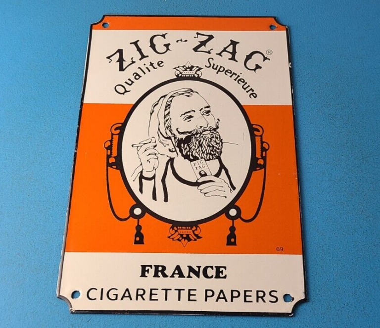 Vintage Zig Zag Cigarette Papers Sign Porcelain Metal Gas Pump Plate Sign 306058536550