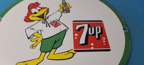 VINTAGE 7 UP PORCELAIN SODA BEVERAGE COCA COLA ROOSTER GAS SERVICE STATION SIGN 305769110921 11