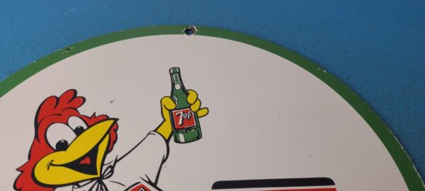 VINTAGE 7 UP PORCELAIN SODA BEVERAGE COCA COLA ROOSTER GAS SERVICE STATION SIGN 305769110921 12