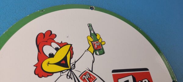 VINTAGE 7 UP PORCELAIN SODA BEVERAGE COCA COLA ROOSTER GAS SERVICE STATION SIGN 305769110921 4