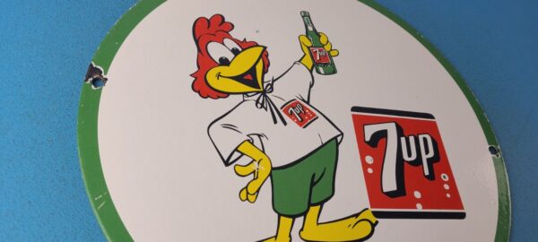 VINTAGE 7 UP PORCELAIN SODA BEVERAGE COCA COLA ROOSTER GAS SERVICE STATION SIGN 305769110921 5