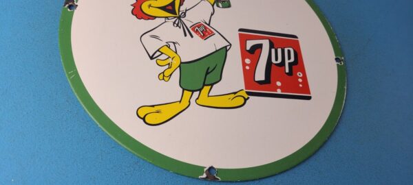 VINTAGE 7 UP PORCELAIN SODA BEVERAGE COCA COLA ROOSTER GAS SERVICE STATION SIGN 305769110921 6