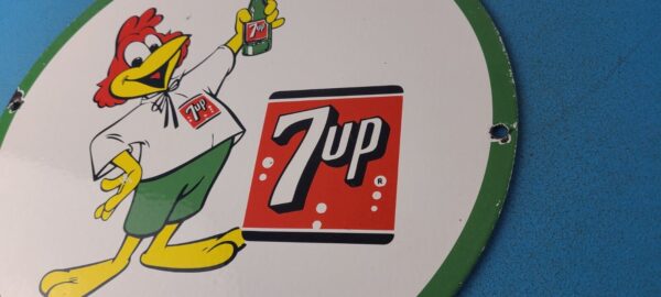 VINTAGE 7 UP PORCELAIN SODA BEVERAGE COCA COLA ROOSTER GAS SERVICE STATION SIGN 305769110921 8