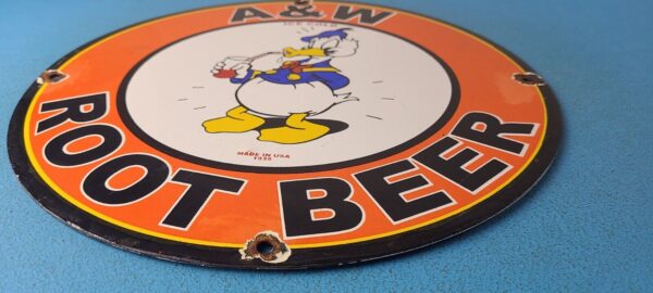 VINTAGE AW PORCELAIN ROOT BEER BEVERAGE SODA DONALD DUCK GAS PUMP SIGN 305772755561 10