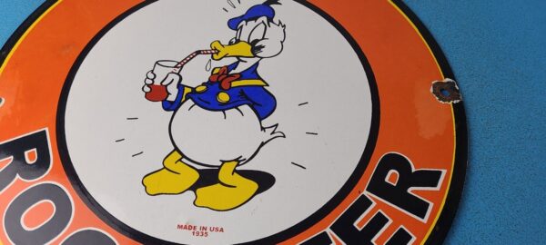 VINTAGE AW PORCELAIN ROOT BEER BEVERAGE SODA DONALD DUCK GAS PUMP SIGN 305772755561 11