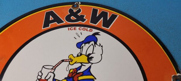 VINTAGE AW PORCELAIN ROOT BEER BEVERAGE SODA DONALD DUCK GAS PUMP SIGN 305772755561 12