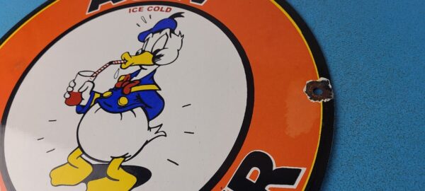 VINTAGE AW PORCELAIN ROOT BEER BEVERAGE SODA DONALD DUCK GAS PUMP SIGN 305772755561 8