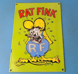 VINTAGE RAT FINK PORCELAIN ED BIG DADDY ROTH HOT ROD GAS SERVICE PUMP PLATE SIGN 305905401381