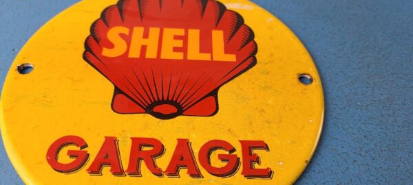 VINTAGE SHELL GASOLINE PORCELAIN GARAGE GAS OIL 6 SERVICE STATION PUMP SIGN 305711313661 11