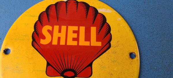 VINTAGE SHELL GASOLINE PORCELAIN GARAGE GAS OIL 6 SERVICE STATION PUMP SIGN 305711313661 2