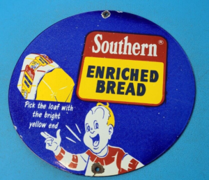 VINTAGE SOUTHERN BREAD PORCELAIN GAS PUMP PLATE GENERAL STORE GROCERY STORE SIGN 305874285301