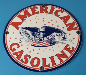 Vintage American Gasoline Sign Gas Motor Oil Pump Plate Porcelain Sign 305852994701