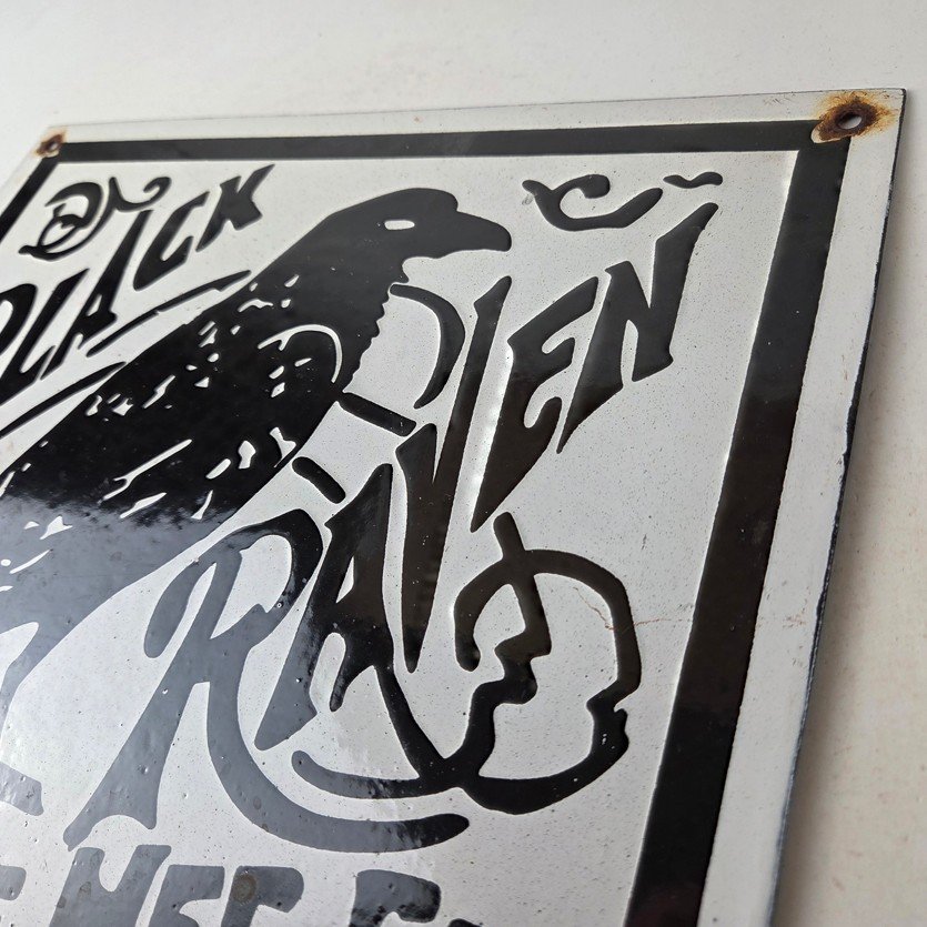 Vintage Black Raven Sign - Kelly Axe Service Station Knife Store Gas Pump Sign - Image 12