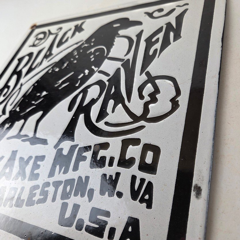 Vintage Black Raven Sign - Kelly Axe Service Station Knife Store Gas Pump Sign - Image 13