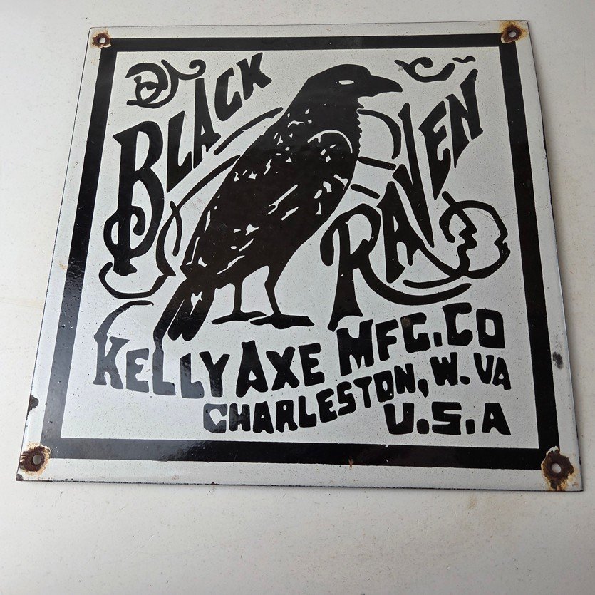 Vintage Black Raven Sign - Kelly Axe Service Station Knife Store Gas Pump Sign - Image 15