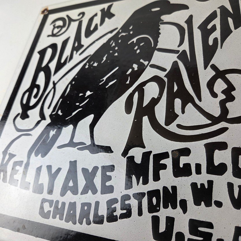 Vintage Black Raven Sign - Kelly Axe Service Station Knife Store Gas Pump Sign - Image 4