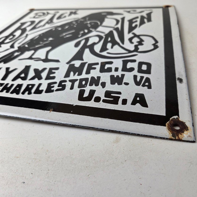 Vintage Black Raven Sign - Kelly Axe Service Station Knife Store Gas Pump Sign - Image 10