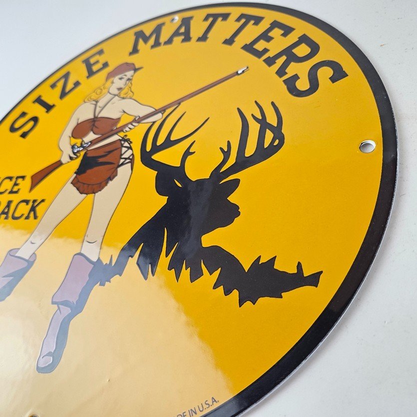 Vintage Browning Rifles Sign - Size Matters Deer Hunting Guns Porcelain Gas Sign - Image 13