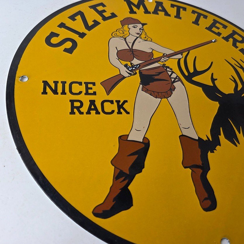 Vintage Browning Rifles Sign - Size Matters Deer Hunting Guns Porcelain Gas Sign - Image 6