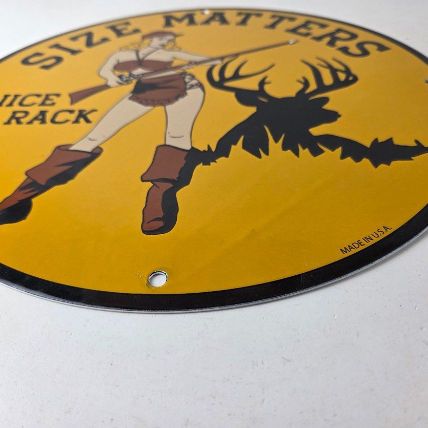 Vintage Browning Rifles Sign - Size Matters Deer Hunting Guns Porcelain Gas Sign - Image 10