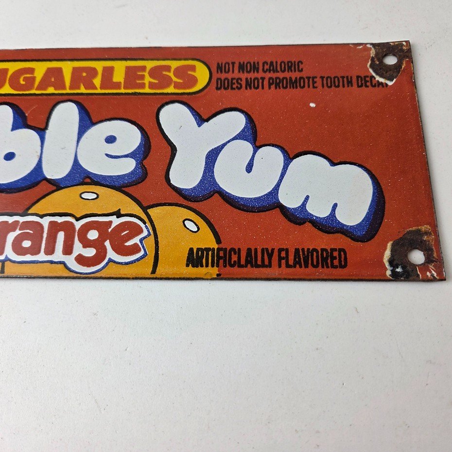 Vintage Bubble Yum Chewing Gum Sign - Porcelain Advertising Gas Pump Sign - Image 4