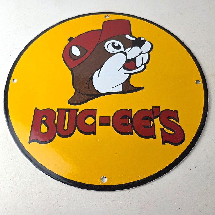Vintage Buc-ee's Sign - Bucee Beaver Gas Service Station Pump Porcelain Sign - Image 15