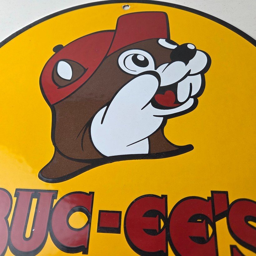 Vintage Buc-ee's Sign - Bucee Beaver Gas Service Station Pump Porcelain Sign - Image 3