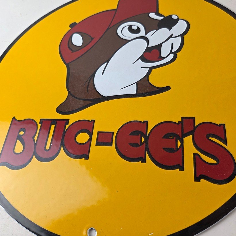 Vintage Buc-ee's Sign - Bucee Beaver Gas Service Station Pump Porcelain Sign - Image 4