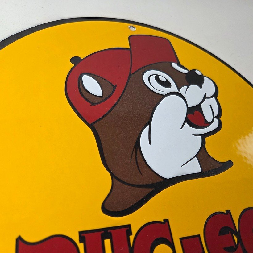 Vintage Buc-ee's Sign - Bucee Beaver Gas Service Station Pump Porcelain Sign - Image 5