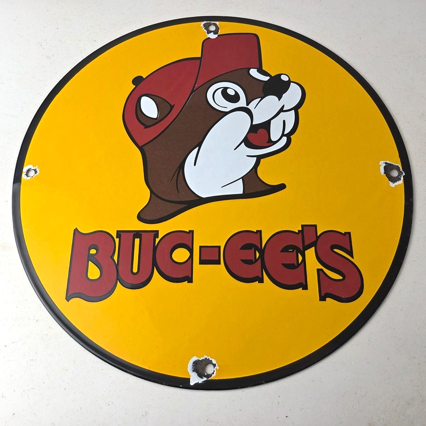 Vintage Buc-ee's Sign - Bucee Beaver Gas Service Station Pump Porcelain Sign - Image 15