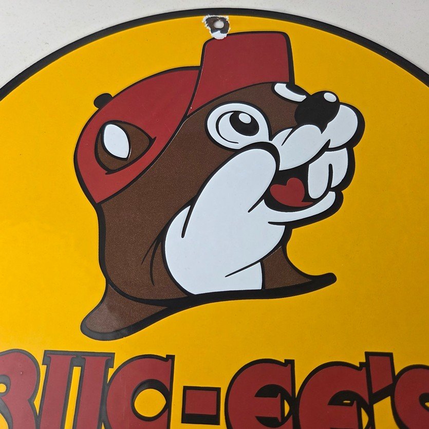 Vintage Buc-ee's Sign - Bucee Beaver Gas Service Station Pump Porcelain Sign - Image 3