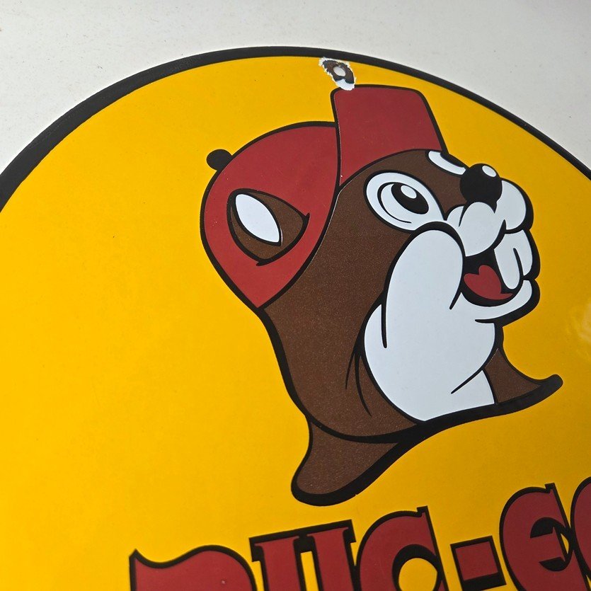 Vintage Buc-ee's Sign - Bucee Beaver Gas Service Station Pump Porcelain Sign - Image 5