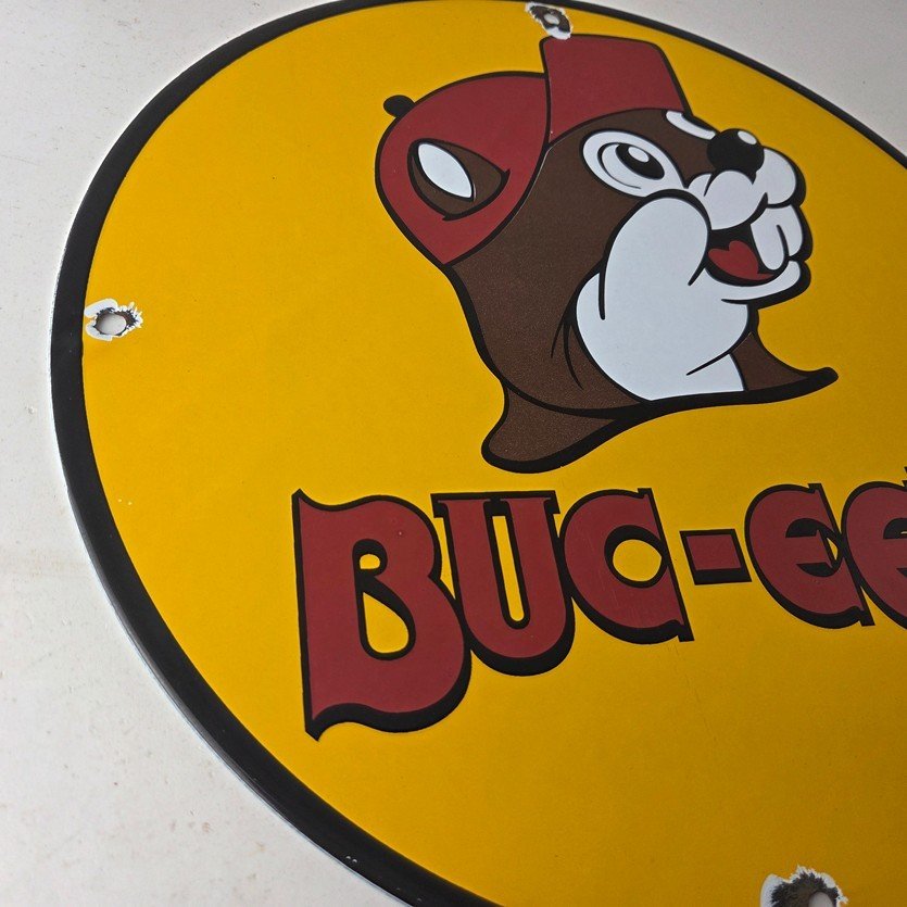 Vintage Buc-ee's Sign - Bucee Beaver Gas Service Station Pump Porcelain Sign - Image 6
