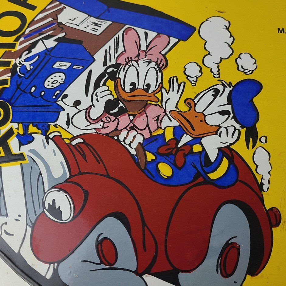 Vintage Buick Automobiles Sign - Donald Duck Porcelain Auto Gas Pump Sign - Image 4