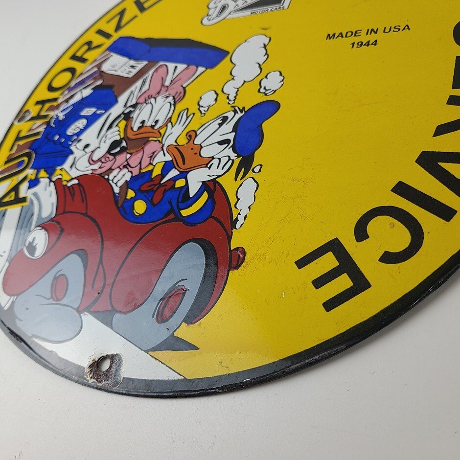 Vintage Buick Automobiles Sign - Donald Duck Porcelain Auto Gas Pump Sign - Image 10