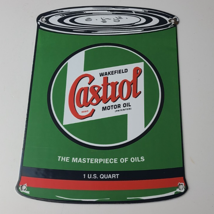 Vintage Castrol Motor Oil Sign - Motor Oil Bucket Quart Can Gas Porcelain Sign - Image 12