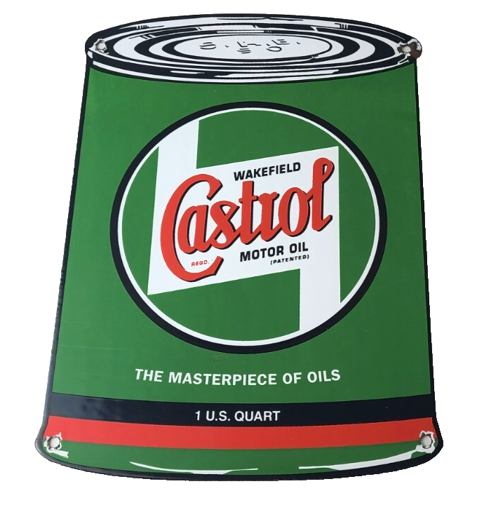 Vintage Castrol Motor Oil Sign - Motor Oil Bucket Quart Can Gas Porcelain Sign