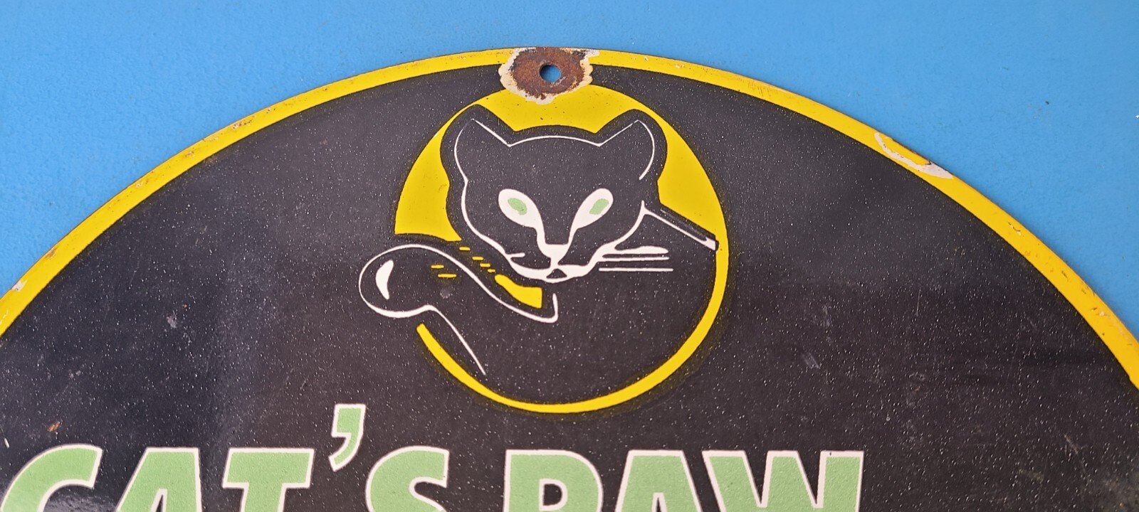 Vintage Cats Paw Shoes Sign - Porcelain Cat Tex Gas Service Pump Sign - Image 13