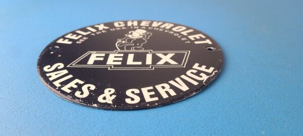 Vintage Chevrolet Porcelain Sign Felix The Cat Service Gas Pump Chevy Sign 305650460051 10