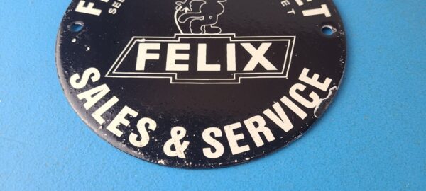 Vintage Chevrolet Porcelain Sign Felix The Cat Service Gas Pump Chevy Sign 305650460051 11