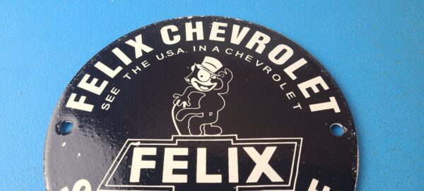 Vintage Chevrolet Porcelain Sign Felix The Cat Service Gas Pump Chevy Sign 305650460051 12