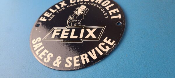 Vintage Chevrolet Porcelain Sign Felix The Cat Service Gas Pump Chevy Sign 305650460051 9