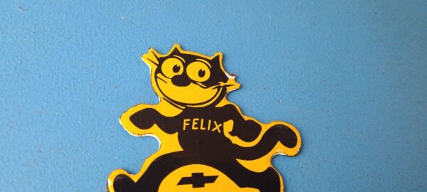 Vintage Chevrolet Porcelain Sign Felix the Cat License Ad Topper Auto Gas Sign 305786724801 3