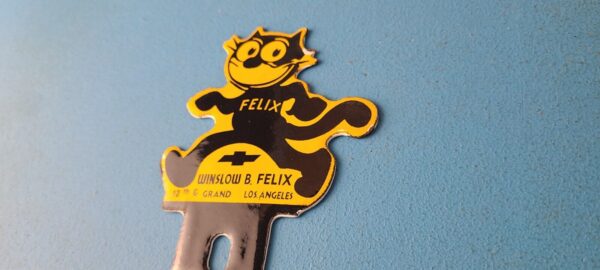 Vintage Chevrolet Porcelain Sign Felix the Cat License Ad Topper Auto Gas Sign 305786724801 7