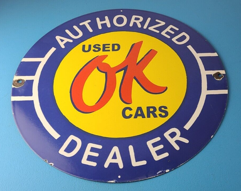 Vintage Chevrolet Porcelain Sign OK Used Car Dealer Automobile Motors Gas Sign 306047582071