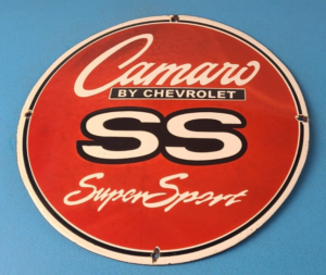 Vintage Chevrolet Sign Camaro SS Automobile Motors Gas Pump Porcelain Sign 305903750691