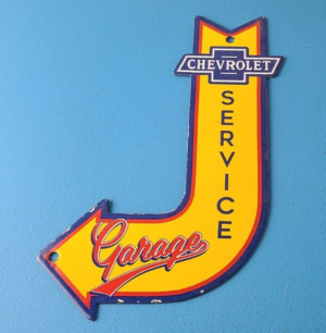 Vintage Chevrolet Sign Porcelain Service Arrow Gas Oil Pump Chevy Garage Sign 305859172101